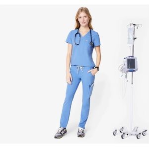 Yola™ Skinny Scrub Pants | Ceil Blue | medium petite